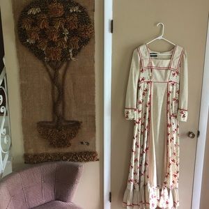 Vintage Black Label Flocked Gunne Sax Dress